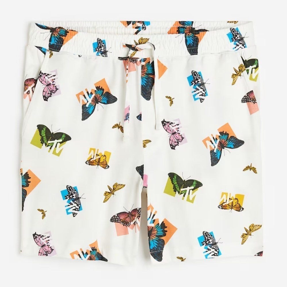H&M MTV Butterfly Relaxed Casual Flowy Soft Comfy Boxer Style Pajama Shorts